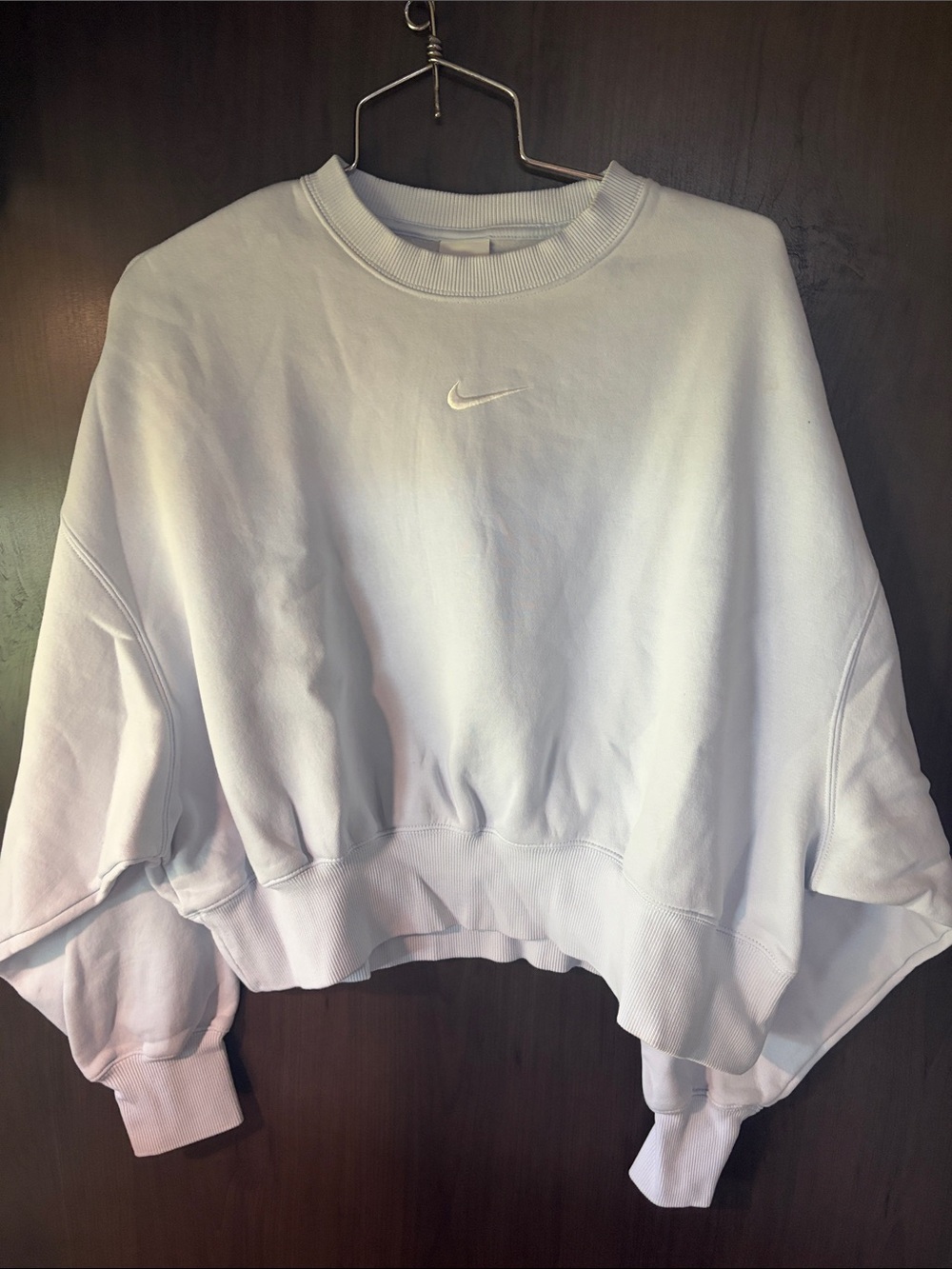 Nike light blue Cropped Crew Sweatshirt with Embroidered Swoosh - Women